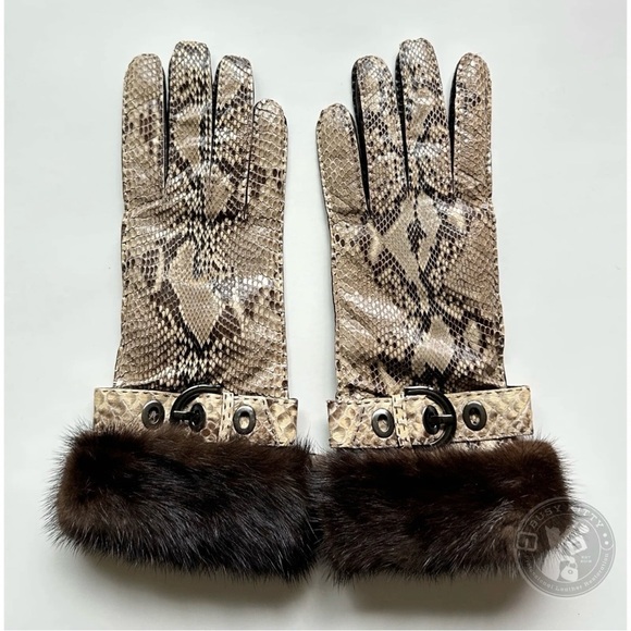 NWT Vintage Coach Women's Leather Gloves w/ Python - Style No. 2138 (Size 8) - Picture 2 of 7